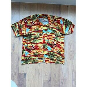 Pineapple Collections Hawaiian Shirt Men’s XL Red Orange Windsurfing Tropical